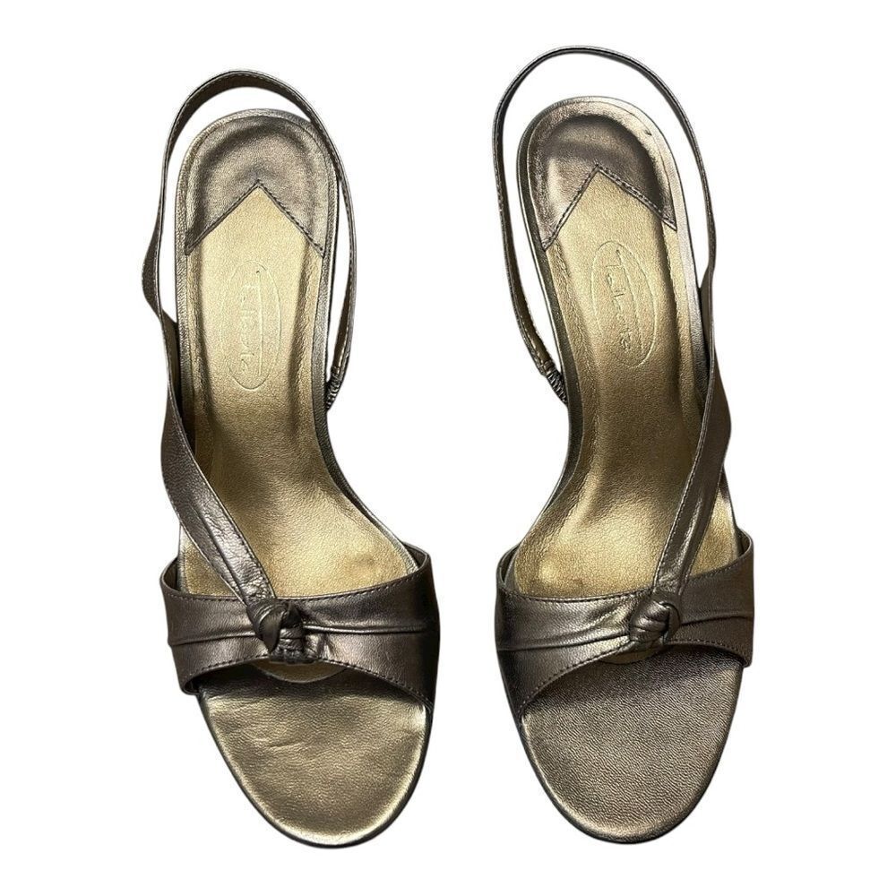 Talbots Brown Metallic Strappy Kitten Heels Size 7.5 Cocktail Formal EUC